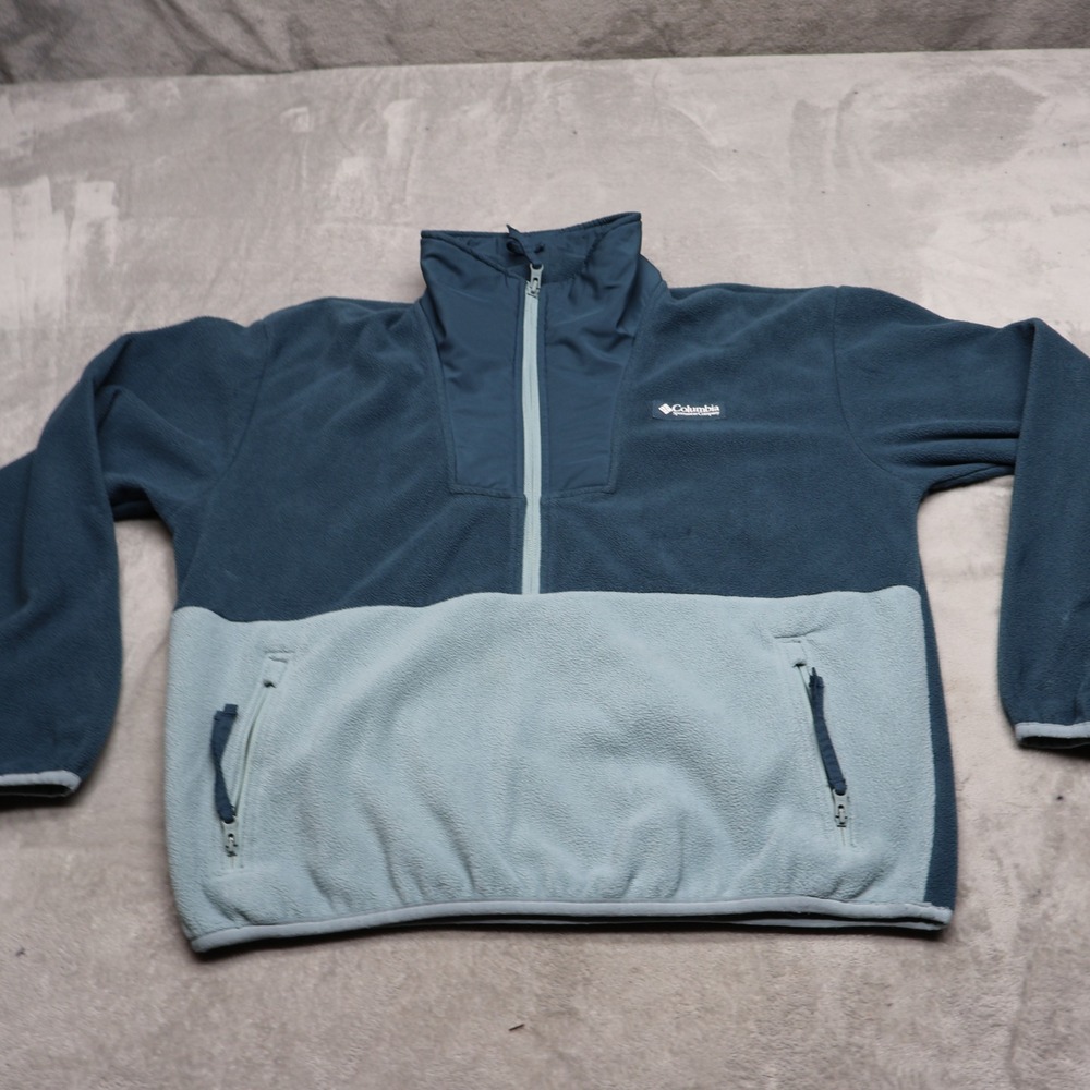 Columbia Sweatshirt Womens Medium Blue Sequoia Grove 1/2 Zip Soft Fleece Hiking